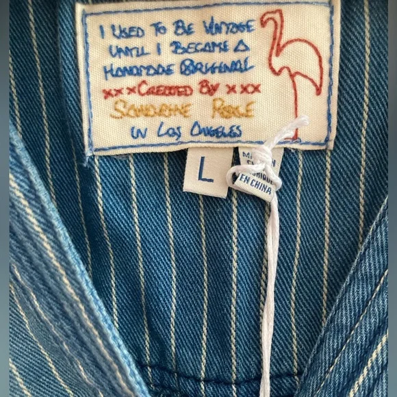 Free People Sandrine Rose Striped Blue Denim Jumpsuit - Picture 7 of 9